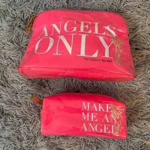 Pink Victoria Secret neon pink make up bag set